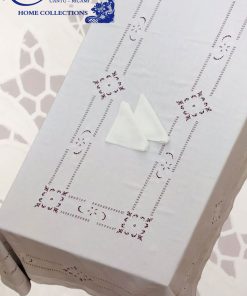 Rombi D'intaglio Servizio tavola ricamo a mano sfilature di gigliucci ed intaglio