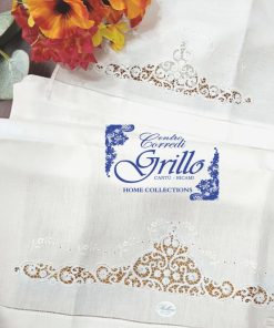 Suprema  asciugamani 1+1 Cantù Roseline  con ricamo bianco