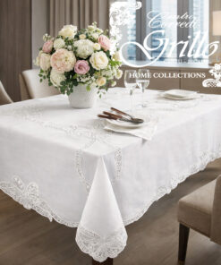 Nodo D'amore Servizio tavola puro lino Bellora pizzo cantù Roselin a mano