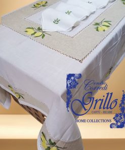 Limoni di Sicilia servizio tavola ricamo a macchina gigliuccio a mano 8 o 12 posti