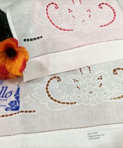 Ninfea Coppia sciugamano intaglio puro lino Bellora ricamo a mano bianco