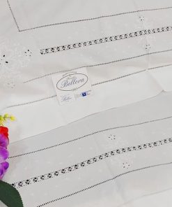 Poesia di ricamo Coppia lenzuola percalle Bellora  ricamo a mano colore bianco o cielo