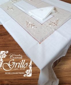 Shabby Margherite servizio 6 posti misto lino gigliuccio a mano