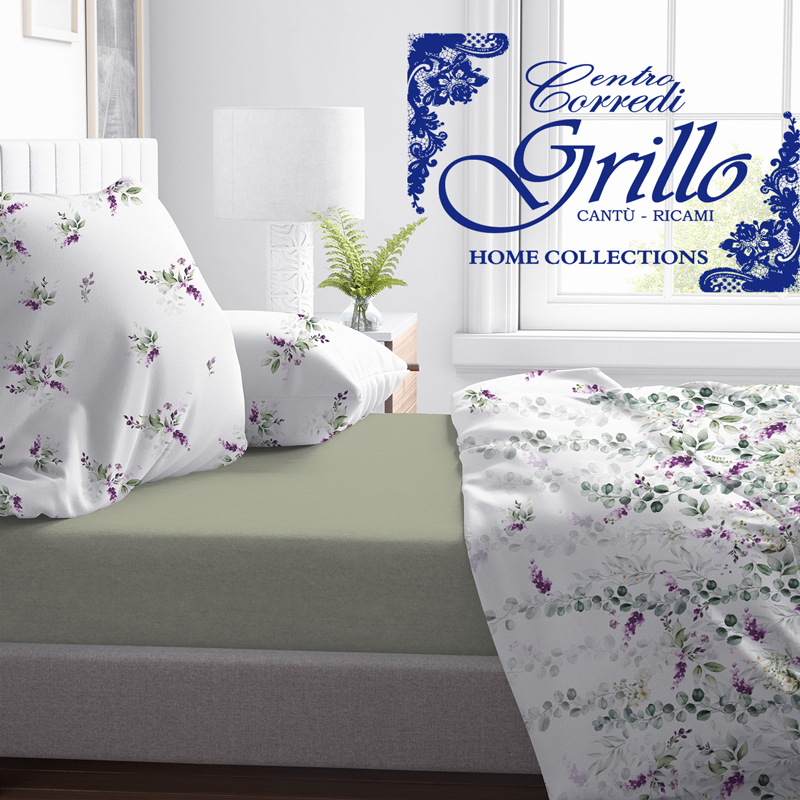 Leaves Completo letto percalle stampa digitale Tessitura di Arconate Milano
