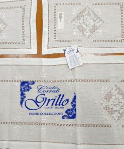Rombi di Sfilato tris centri ricamo a mano puro lino Bellora ecrù o bianco