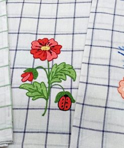 Trio asciughini ricamo punto catenella puro cotone