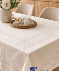 Buoquet di candore Servizio tavola ricamo a mano imbottito e sfilature 12posti